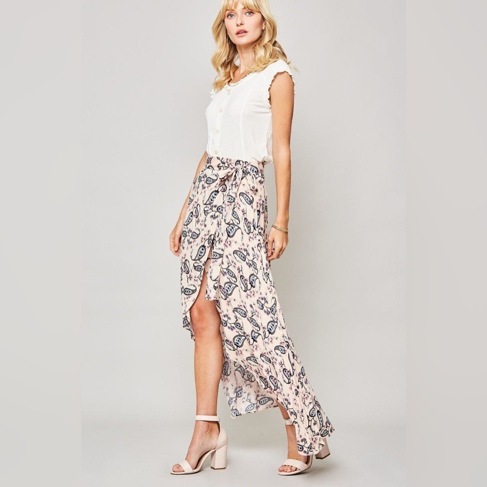 Vici Pink Paisley Boho Wrap Maxi Skirt